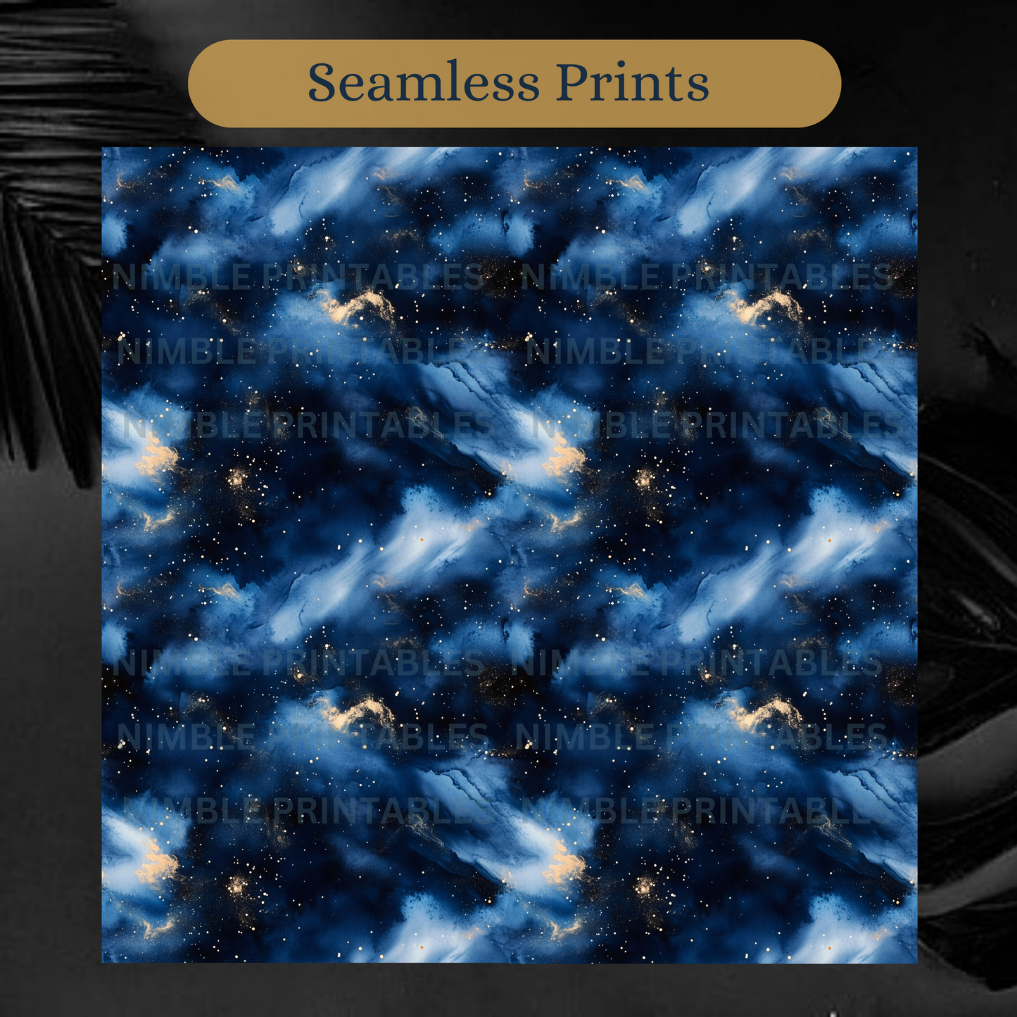 Celestial Night Sky Digital Paper Pack Seamless Patter Scrapbook Paper Watercolor Background, Digital Download, Moon, Stars, Night Sky