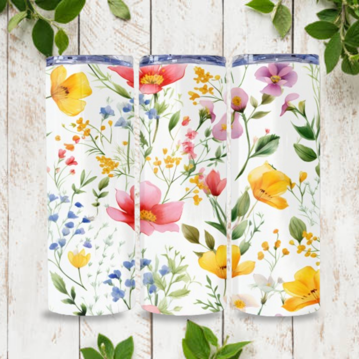 Wildflowers Tumbler Wrap Design 20z Tumbler Digital Download PNG, Customized Tumbler Digital File Sublimation Tumbler Wrap Floral PNG