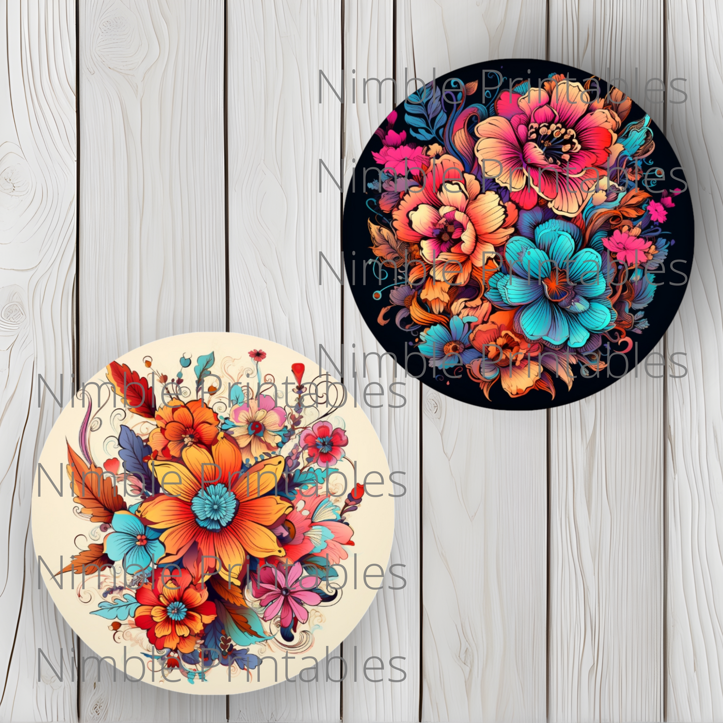 Boho Floral Car Coaster PNG, Floral, Car Coaster PNG, Boho PNG, Instant Downloads Sublimation Design Car Accessories
