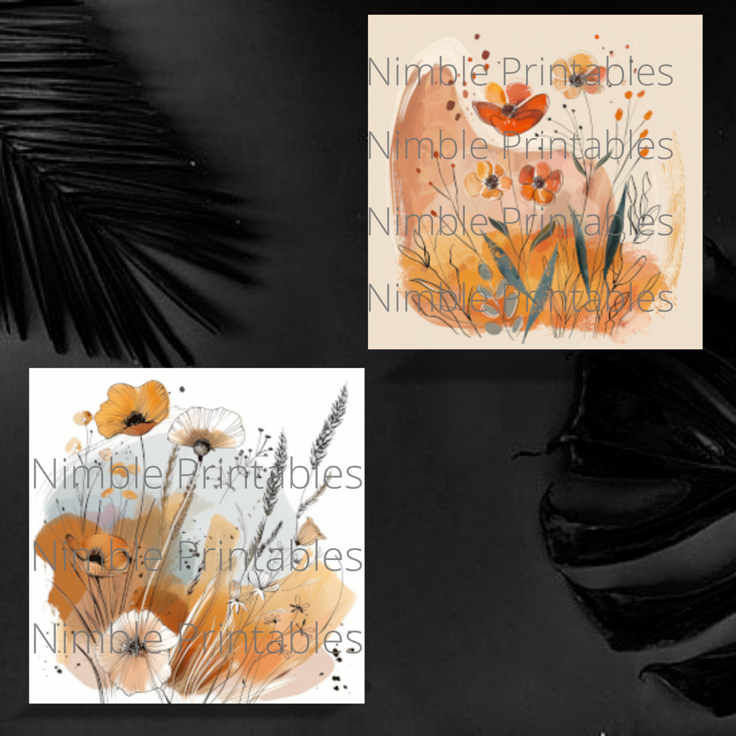 Autumn Boho Floral Square Coaster PNG, Coaster Bundle, Floral png, Boho PNG, Instant Downloads Sublimation Design