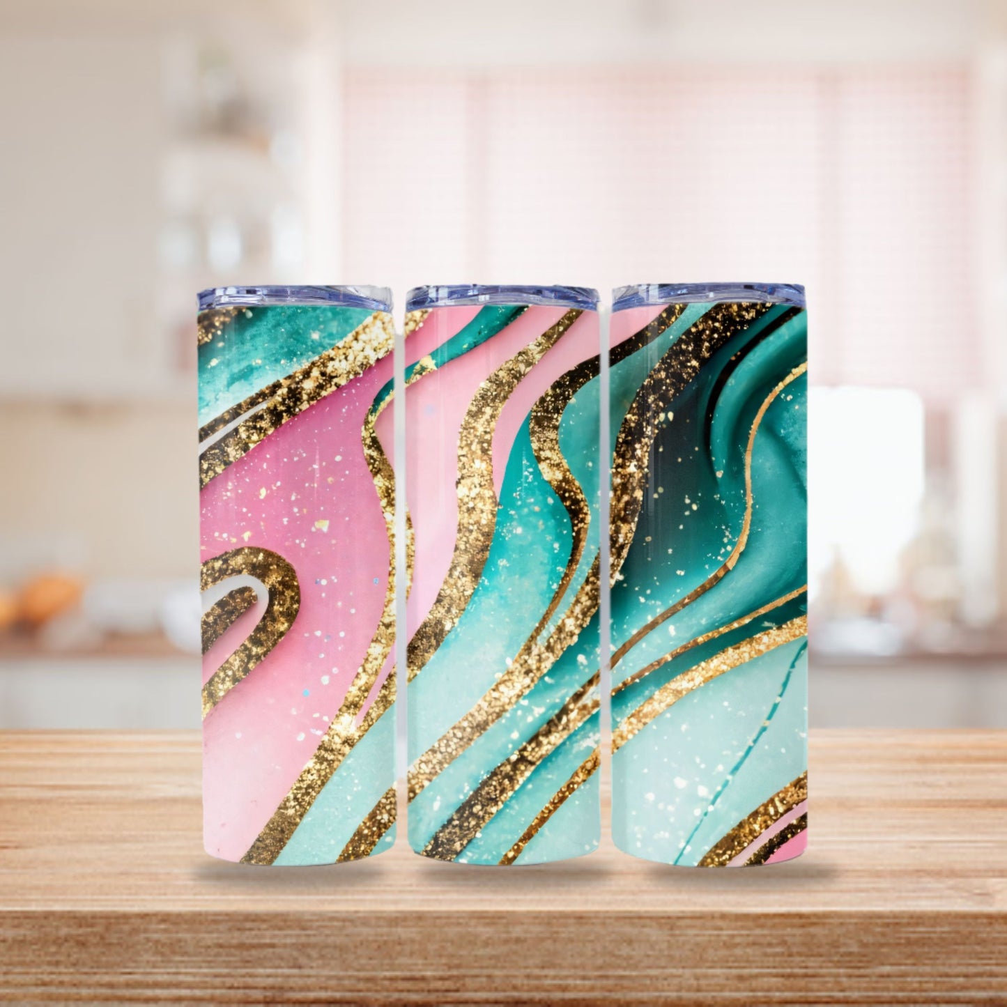Pink & Gold Glitter Tumbler Wrap 20oz Skinny Tumbler Sublimation Design Digital Download PNG Colorful Vibrant Tumbler Design