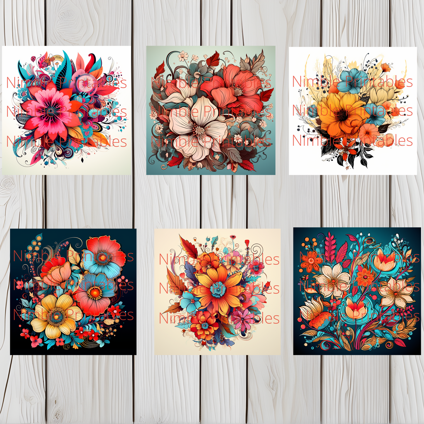 Boho Floral Square Coaster PNG, Coaster Bundle, Floral png, Boho PNG, Instant Downloads Sublimation Design