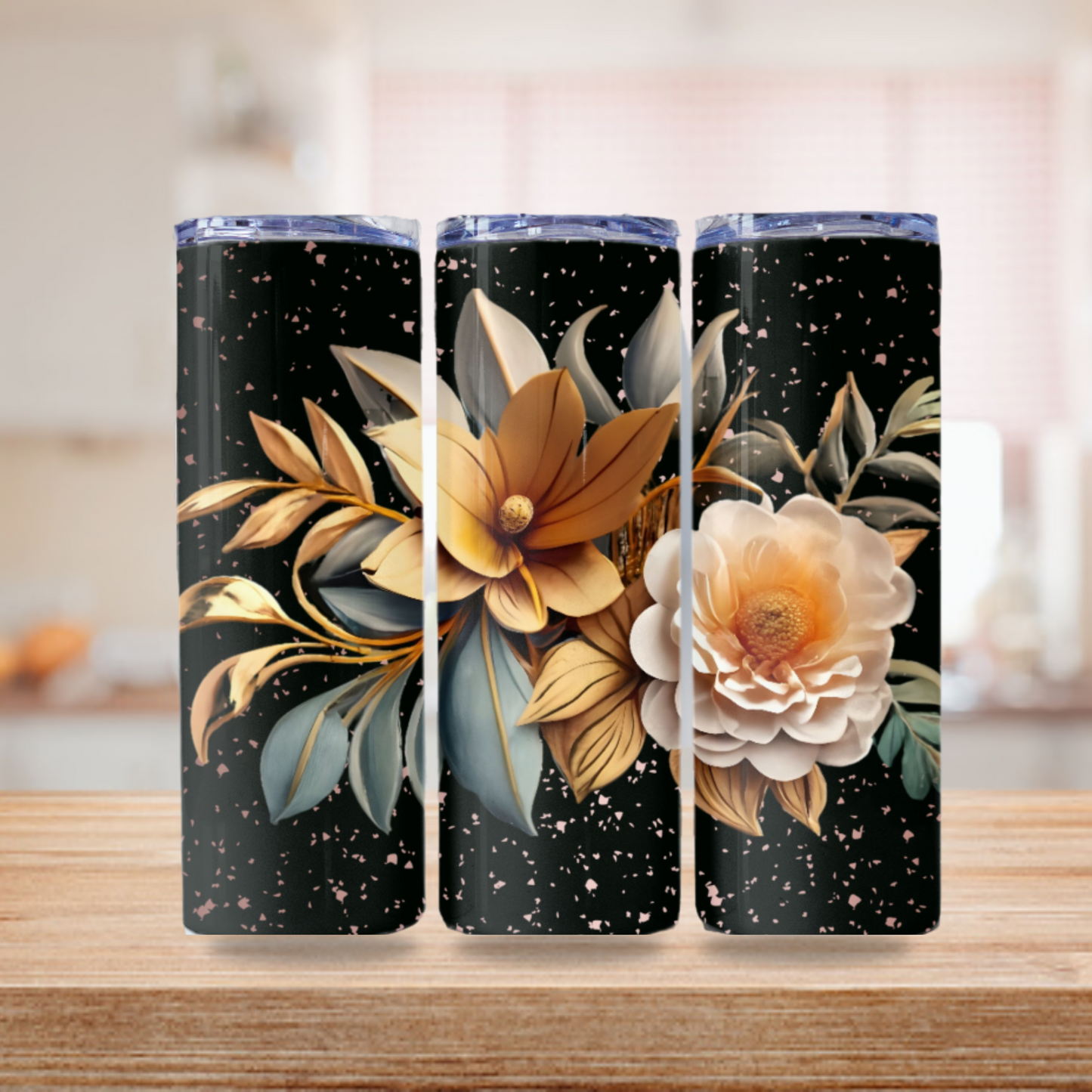 3D Floral Tumbler Wrap 20z Skinny Tumbler Sublimation Design Digital Download PNG, Colorful Tumbler Wrap, Floral Print