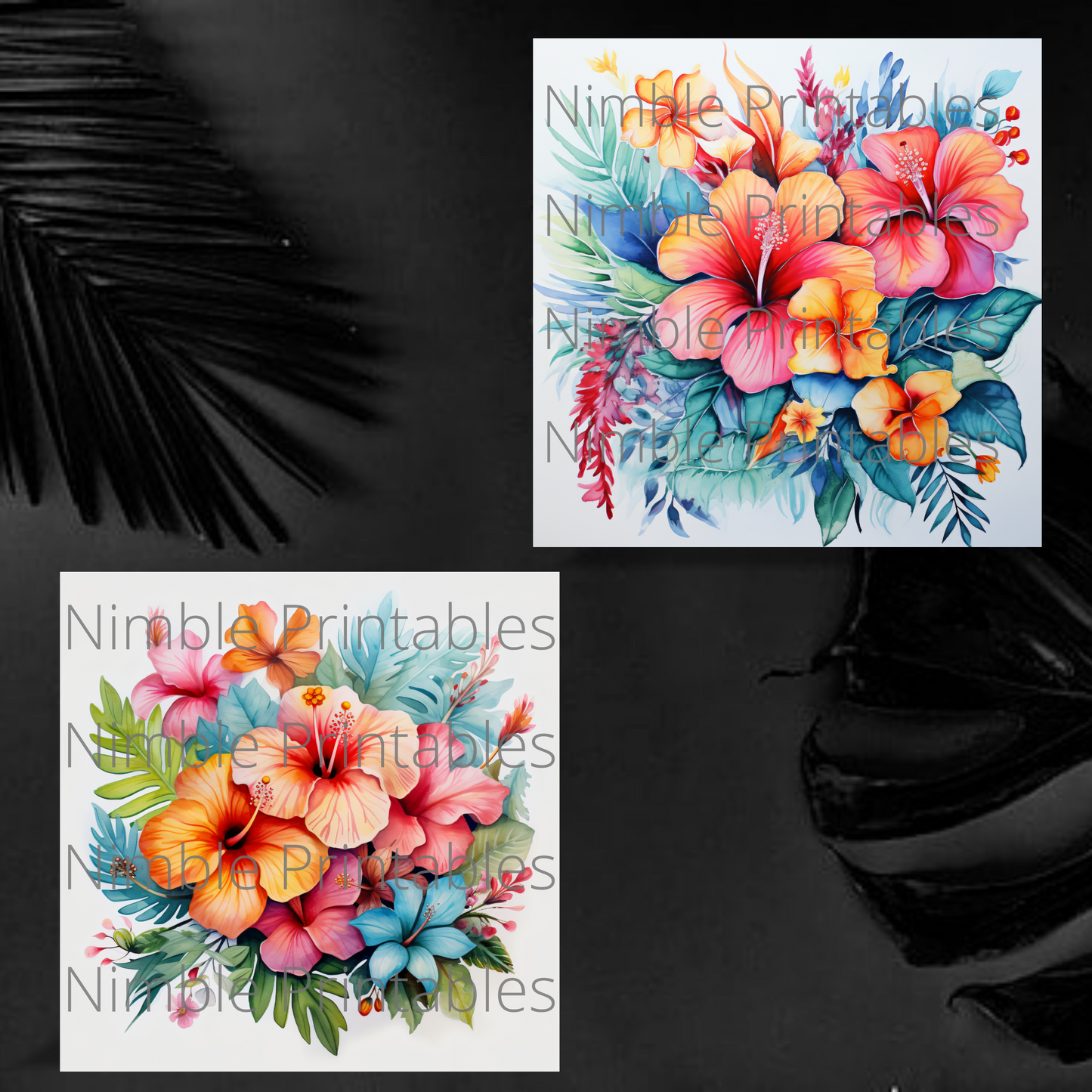 Tropical Boho Floral Square Coaster png, Coaster Bundle, Floral png, Boho png, Instant Downloads Sublimation Design