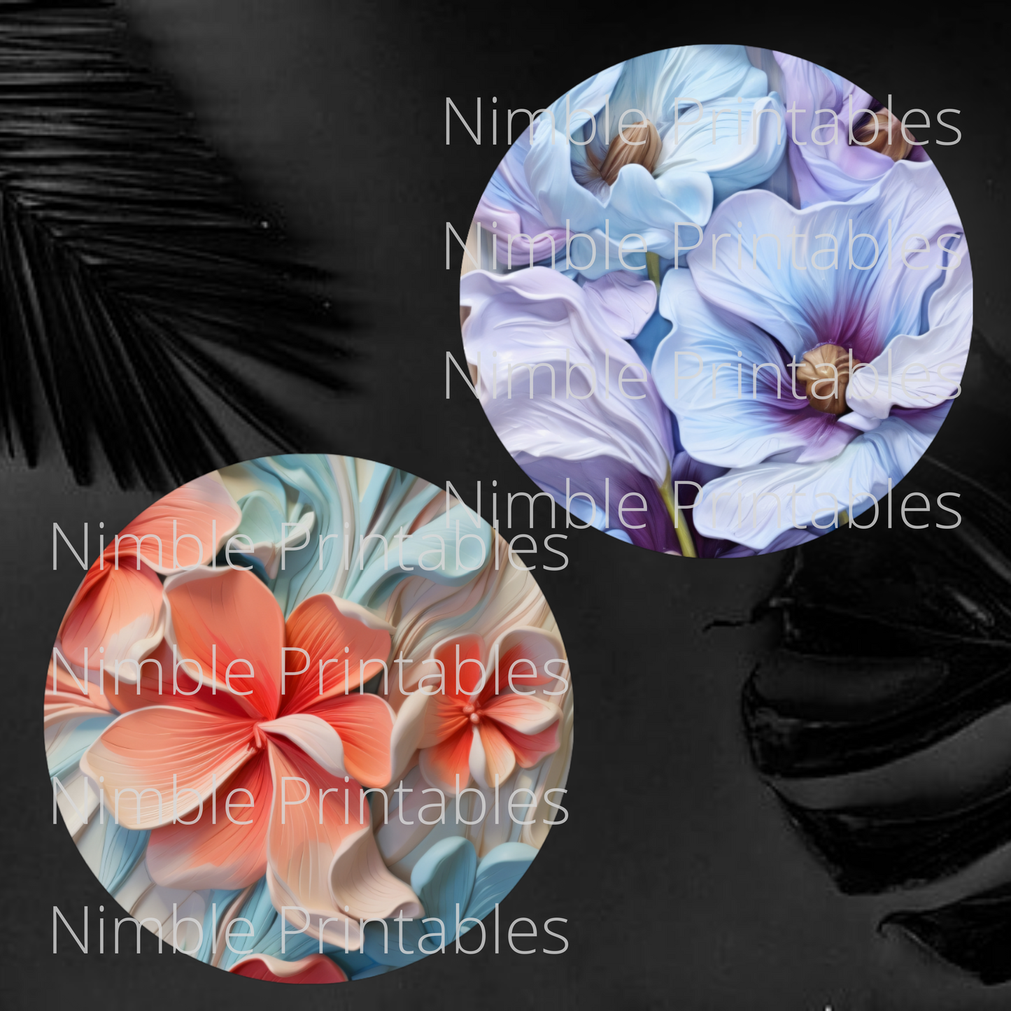 3D Floral Car Coaster PNG, Floral PNG, Car Coaster PNG, Instant Downloads Sublimation Design Car Accessories