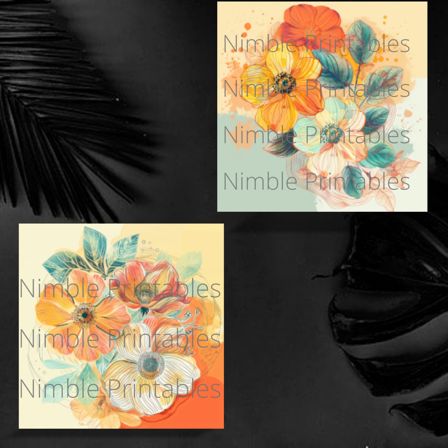 Vintage Boho Floral Square Coaster PNG, Coaster Bundle, Floral png, Boho PNG, Instant Downloads Sublimation Design