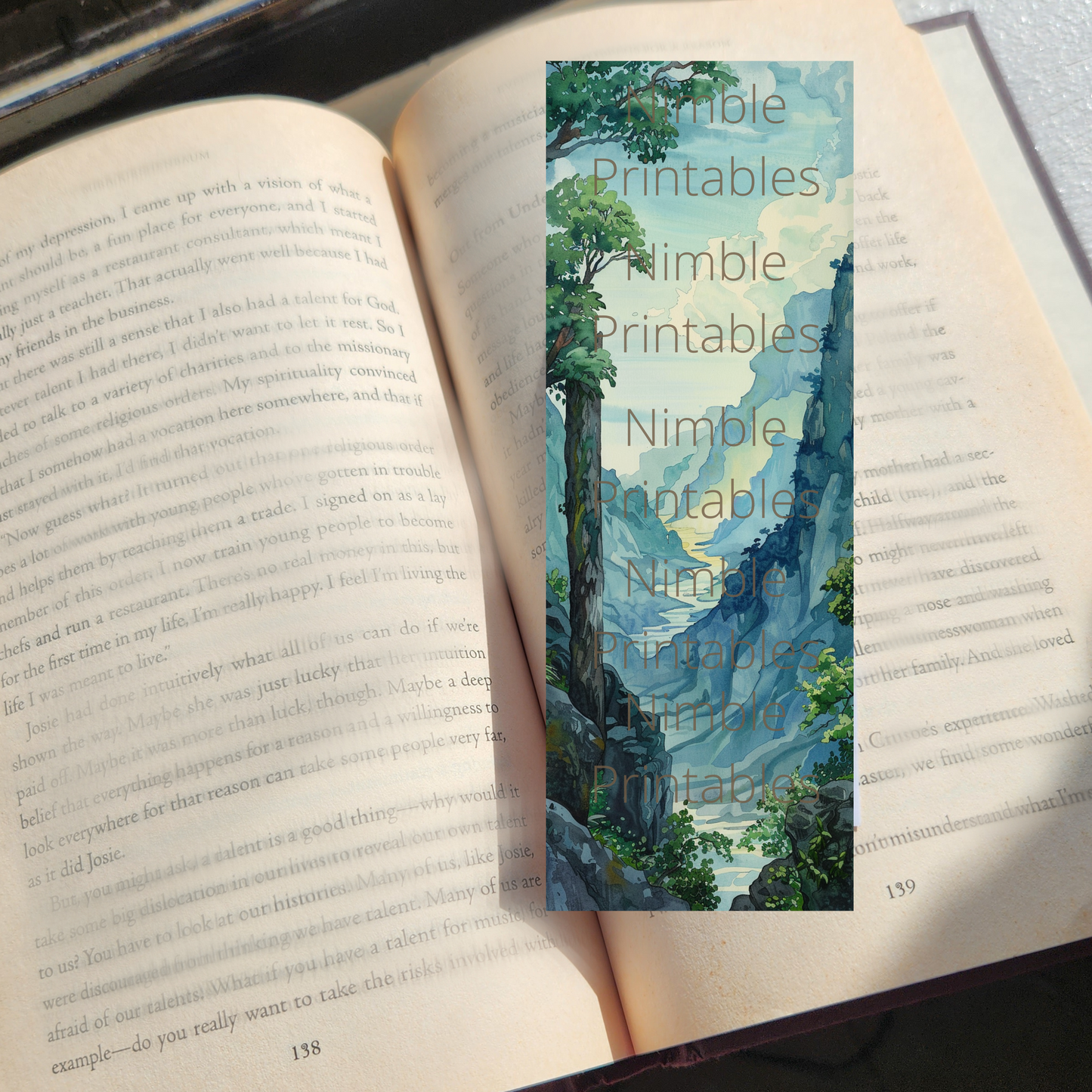 Printable Bookmarks Bundle Landscape Print, Digital Downloads, Watercolor Bookmark, 40 PNG and 40 JPG Bookmark Sublimation