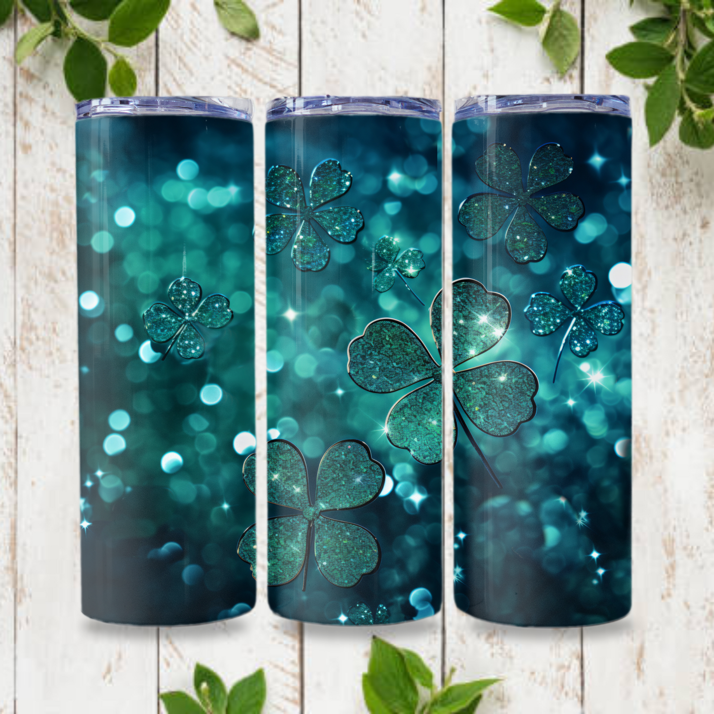 St. Patrick's Day Glitter Tumbler Wrap Design 20oz Tumbler Digital Download PNG Sublimation Tumbler Wrap Irish Clover