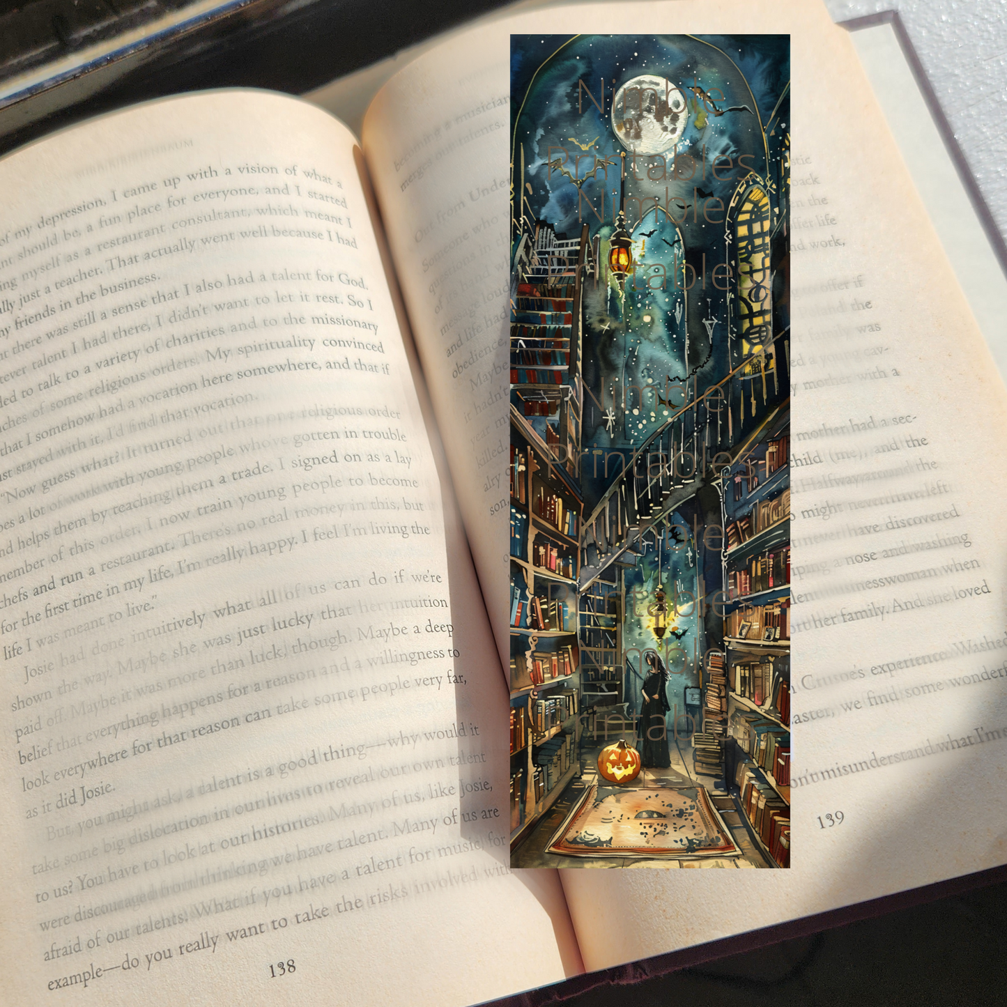 Printable Bookmarks Bundle Halloween Watercolor, Digital Downloads, 29 PNG and 29 JPG Bookmark Sublimation, Fantasy png, Dark Academia png