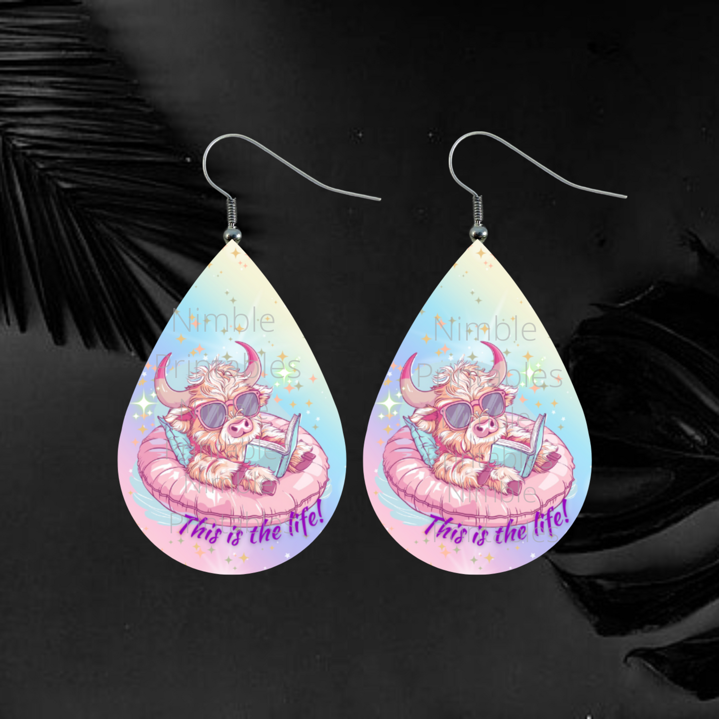 Teardrop Earring PNG Highland Cow Earrings Bundle PNG Sublimation Earring Designs Digital Download Instant Download Summer PNG