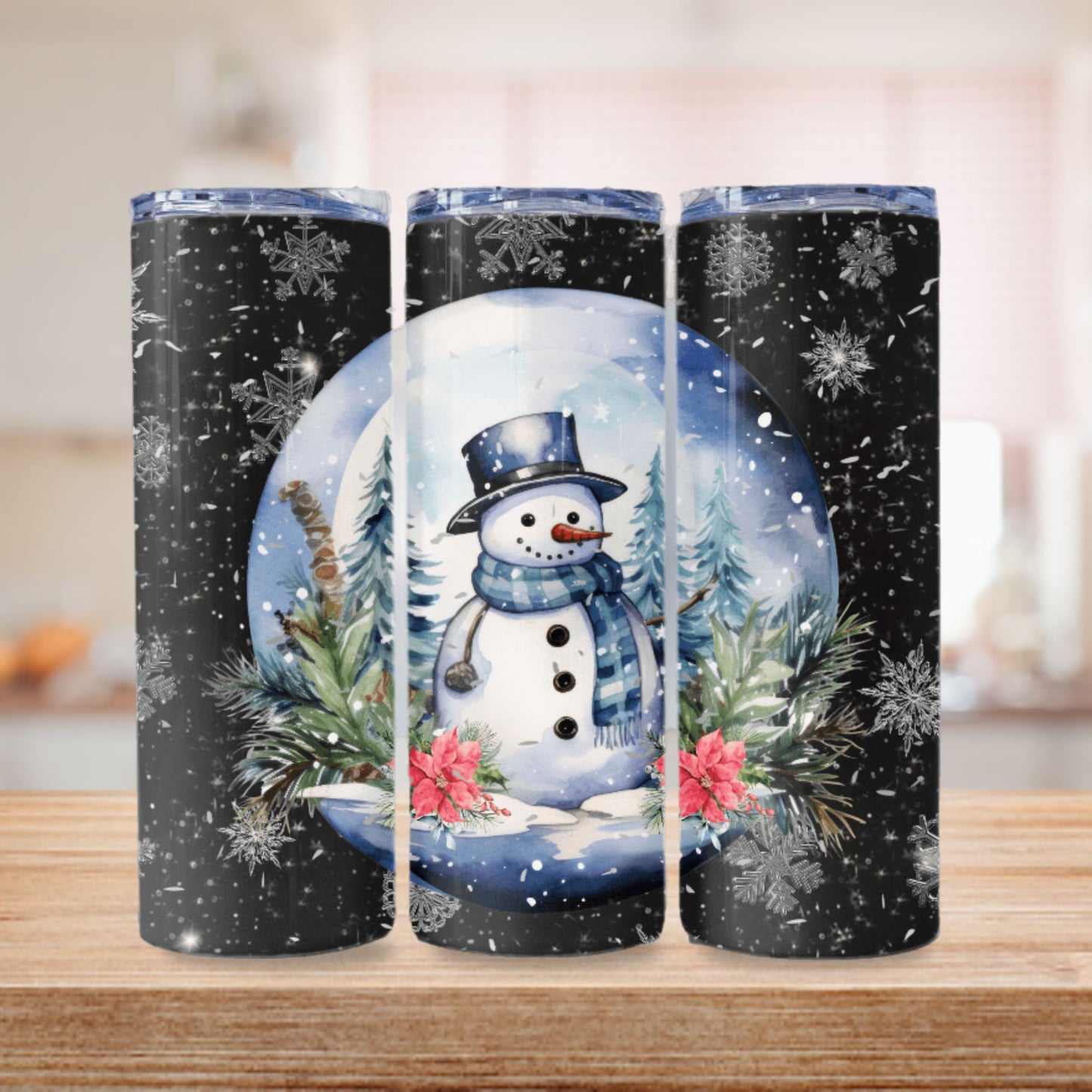 Snowman Snowglobe Tumbler Wrap 20z Skinny Tumbler Sublimation Design Digital Download PNG Snowman PNG