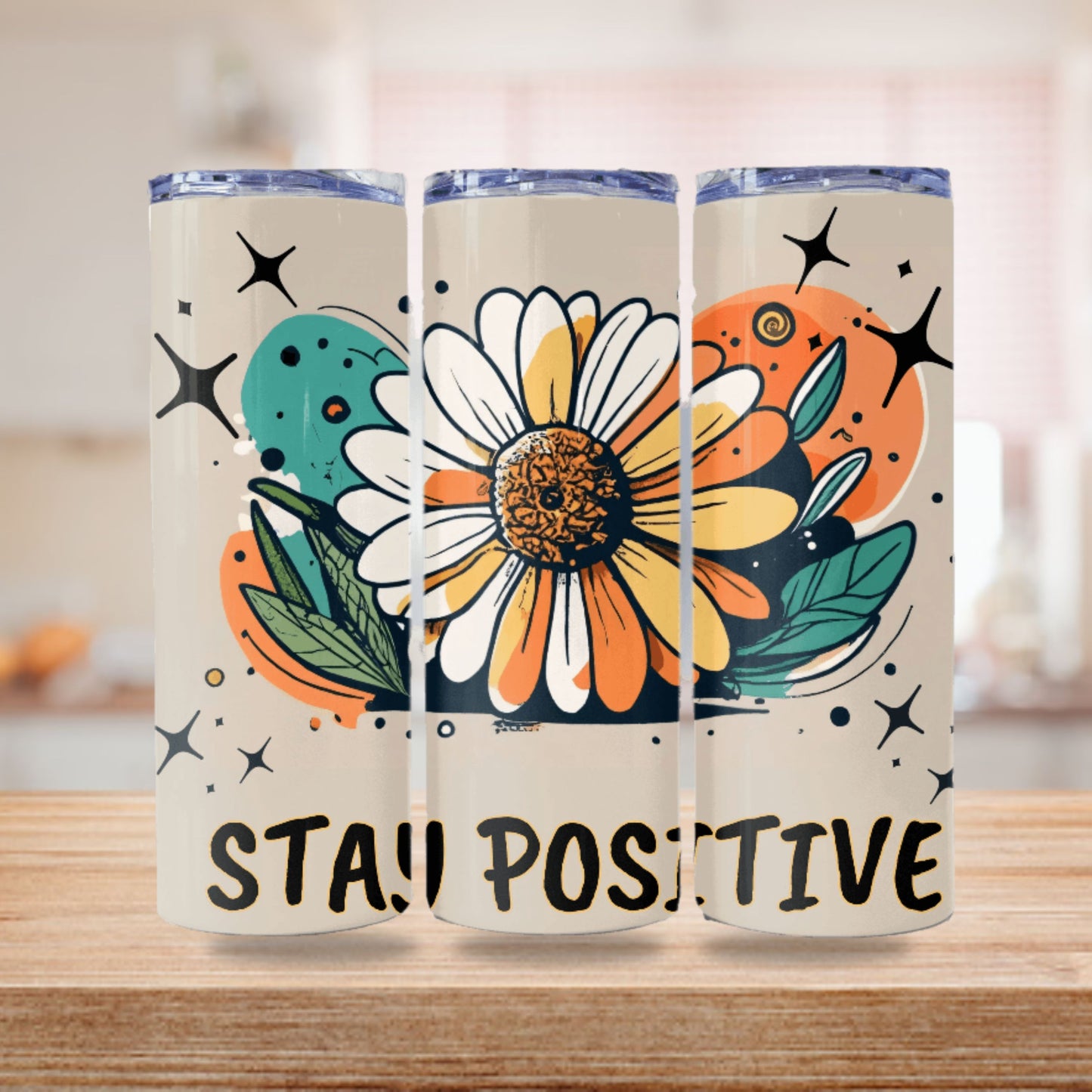Daisy Tumbler Wrap 20z Skinny Tumbler Sublimation Design Digital Download PNG Colorful Tumbler Wrap, Positive PNG