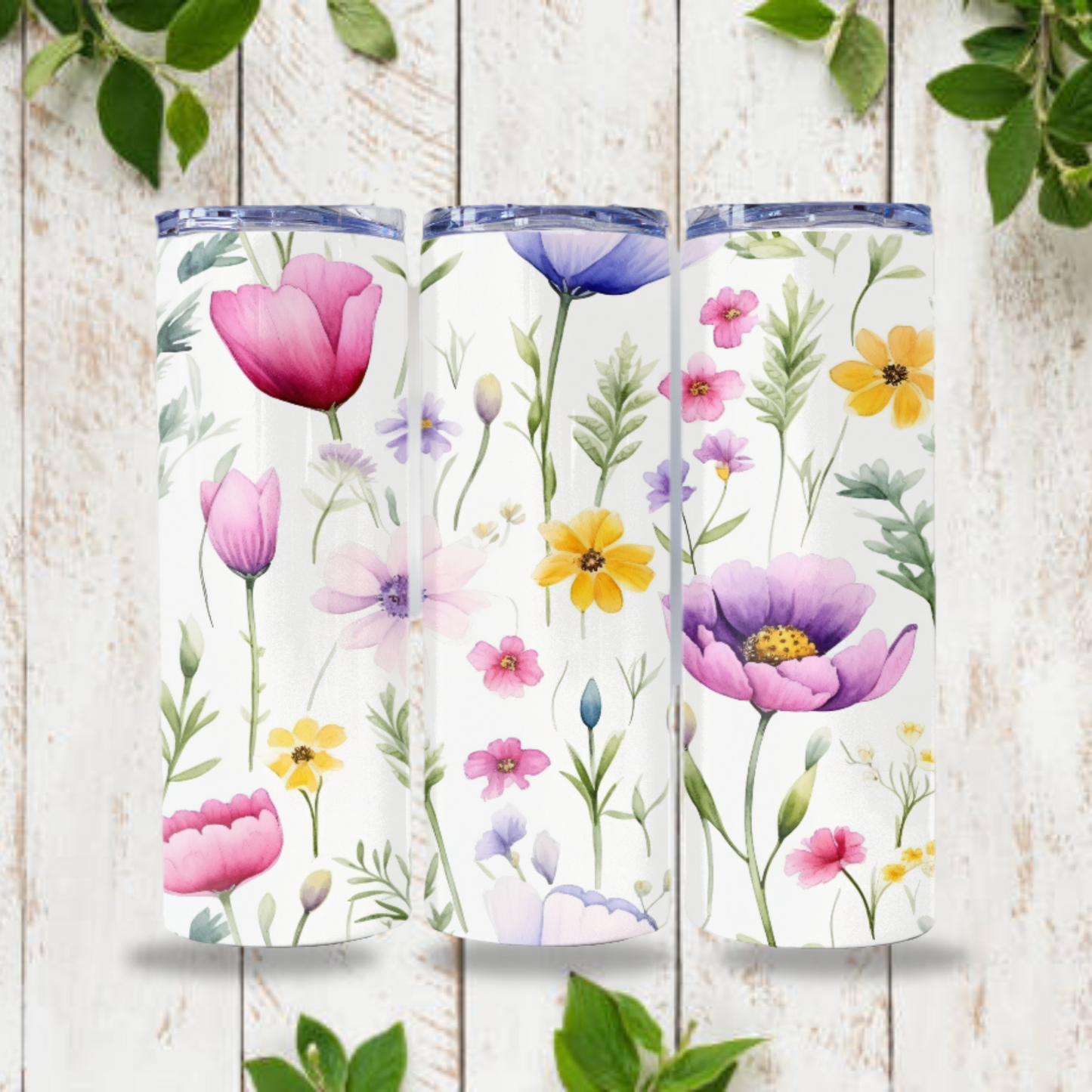 Wildflowers Tumbler Wrap Design 20z Tumbler Digital Download PNG, Customized Sublimation Tumbler Digital File Floral PNG