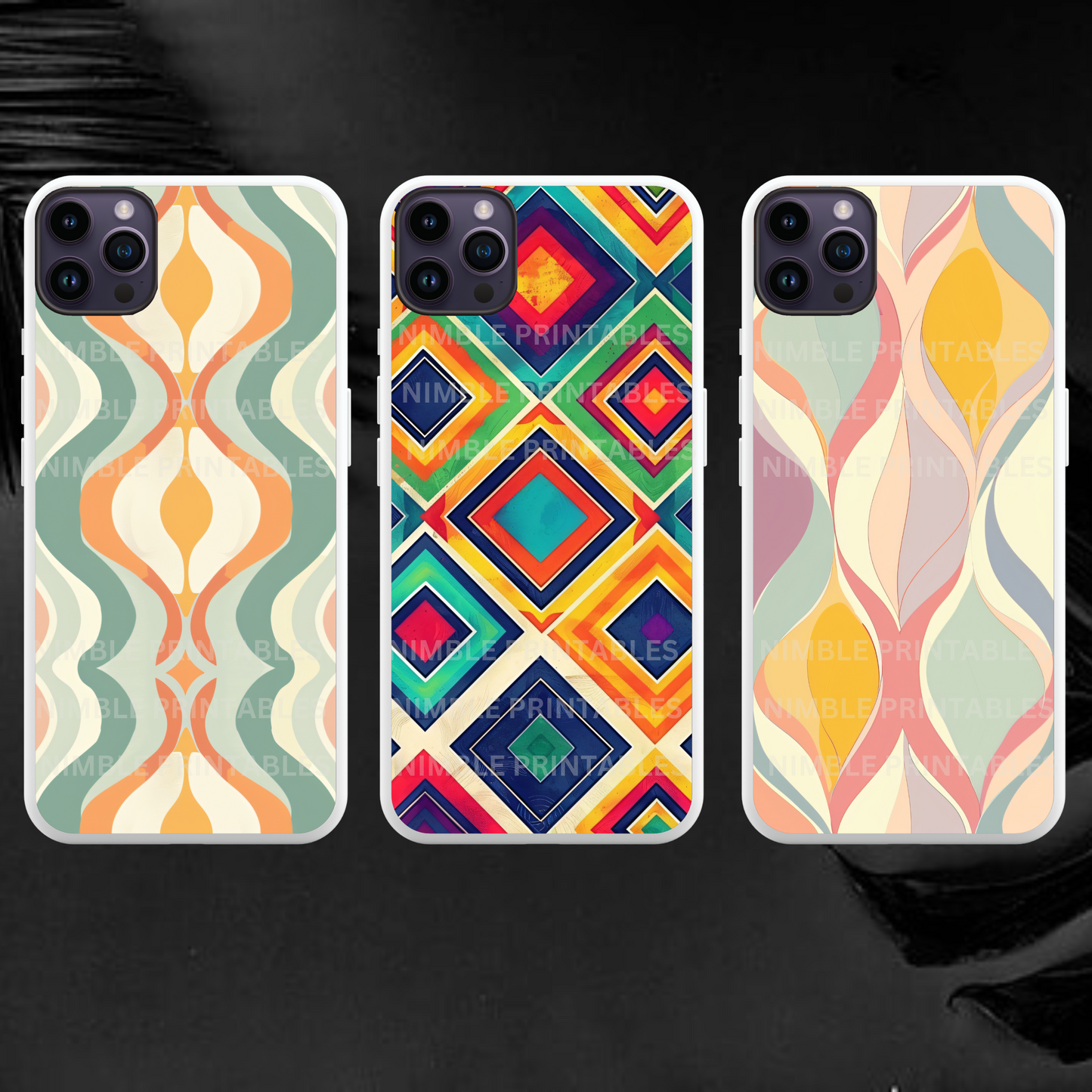 Retro Print Phone Case Sublimation, Phone Case PNG, Phone Case Design, Digital Download, Groovy PNG, Trendy PNG, Template for Custom Cases