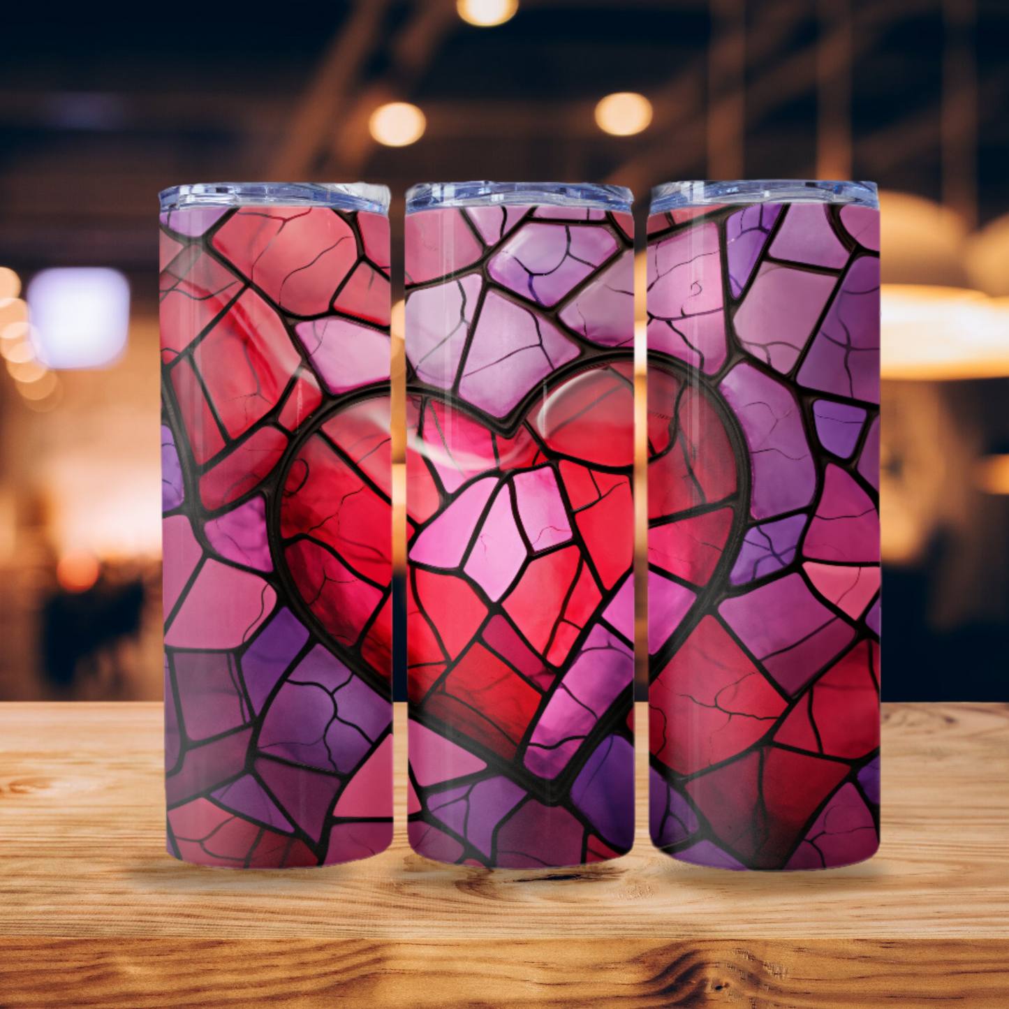 Heart Stained Glass Tumbler Wrap Design 20z Tumbler Digital Download PNG, Digital File sublimation Tumbler Wrap Love PNG, Hearts PNG