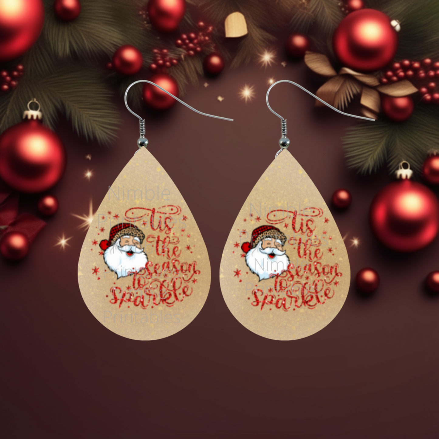 Teardrop Earring PNG Bundle Christmas Earrings Sublimation Earring Designs Digital Download Instant Download Christmas PNG, Santa PNG