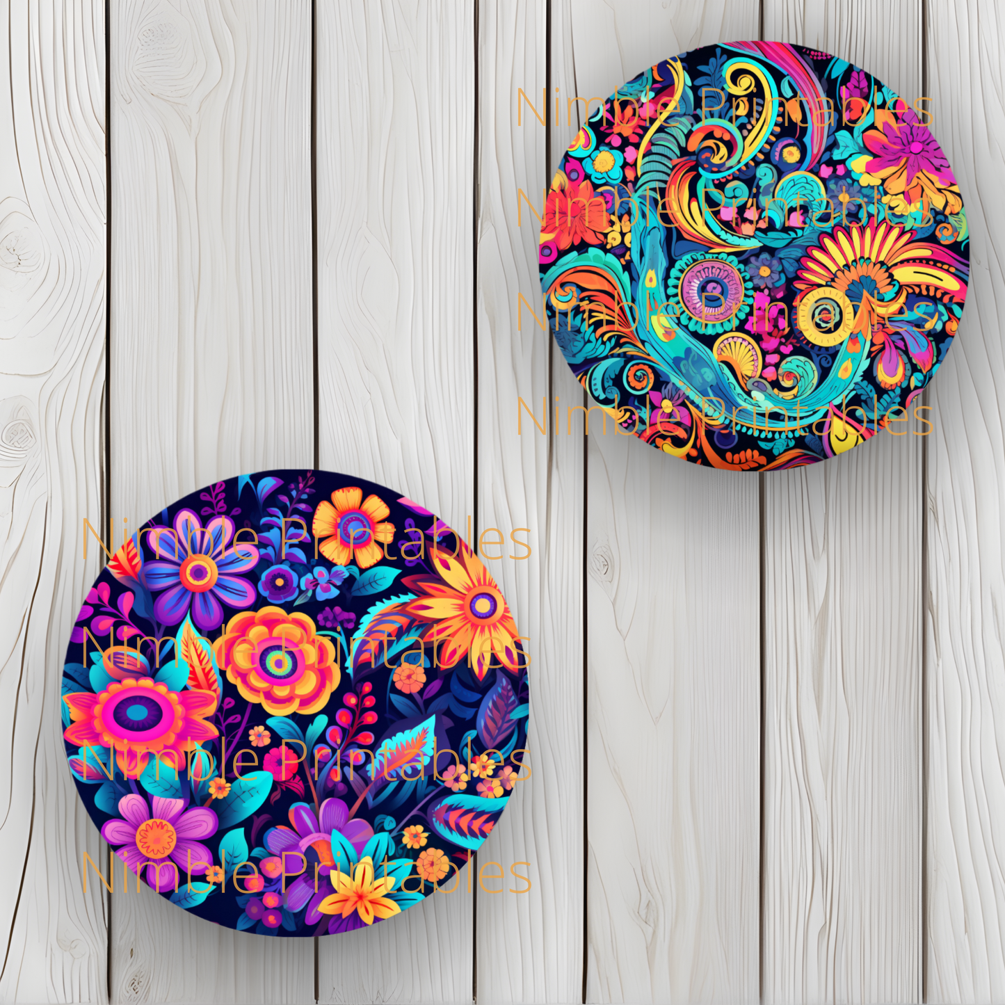 Boho Hippie Floral Car Coaster PNG, Floral, Car Coaster PNG, Boho PNG, Instant Downloads Sublimation Design Car Accessories Hippie png