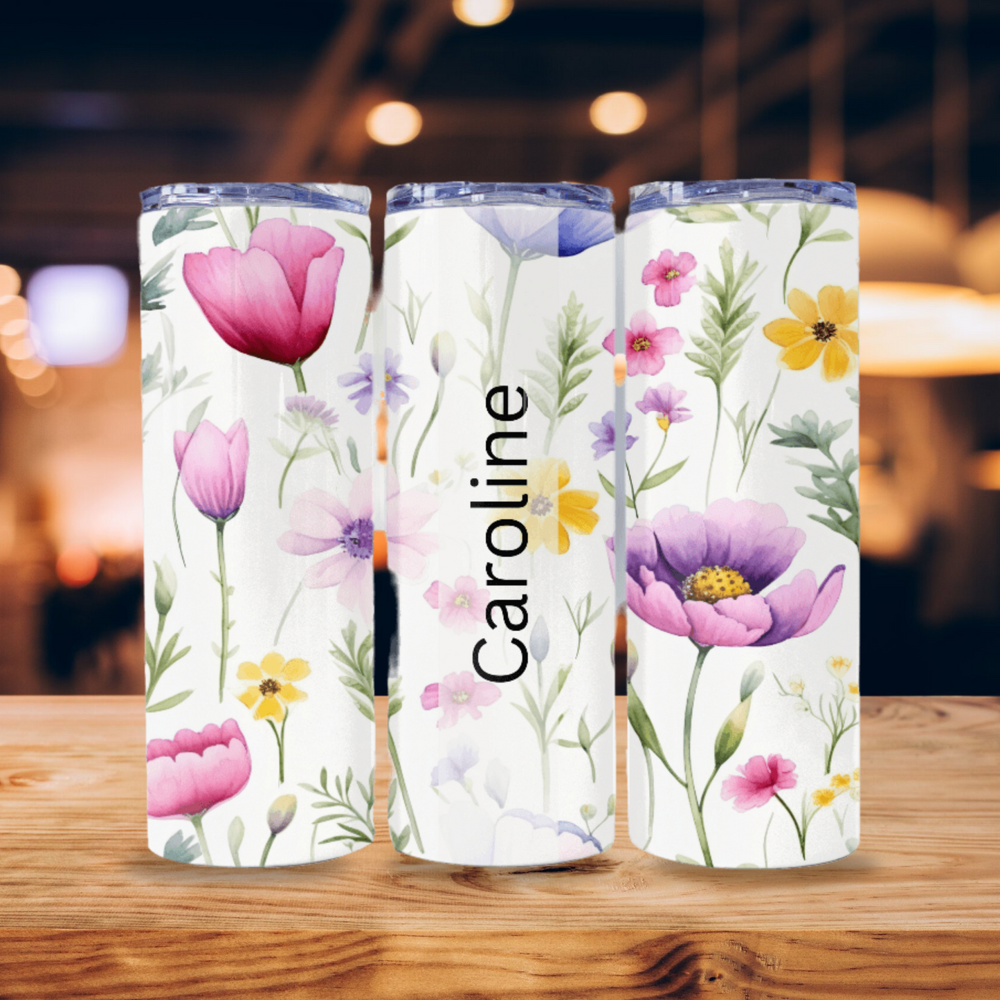 Wildflowers Tumbler Wrap Design 20z Tumbler Digital Download PNG, Customized Sublimation Tumbler Digital File Floral PNG