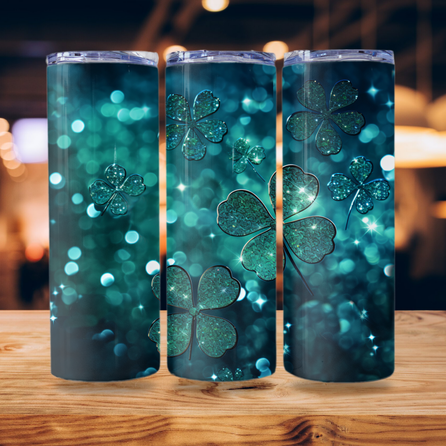 St. Patrick's Day Glitter Tumbler Wrap Design 20oz Tumbler Digital Download PNG Sublimation Tumbler Wrap Irish Clover