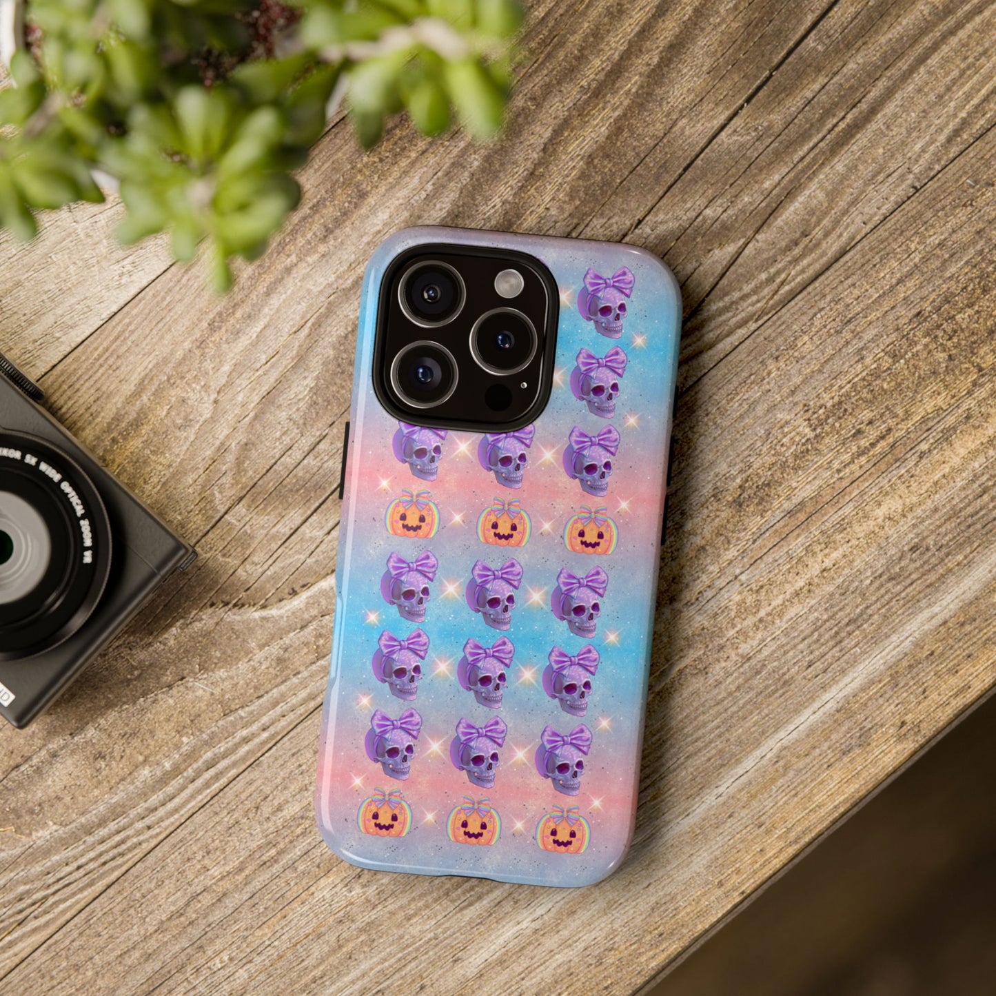 Pastel Iridescent Skull iPhone Case Cute Halloween Phone Cover Tough Cases Alternative Phone Case Gift for Her Goth Phone Case
