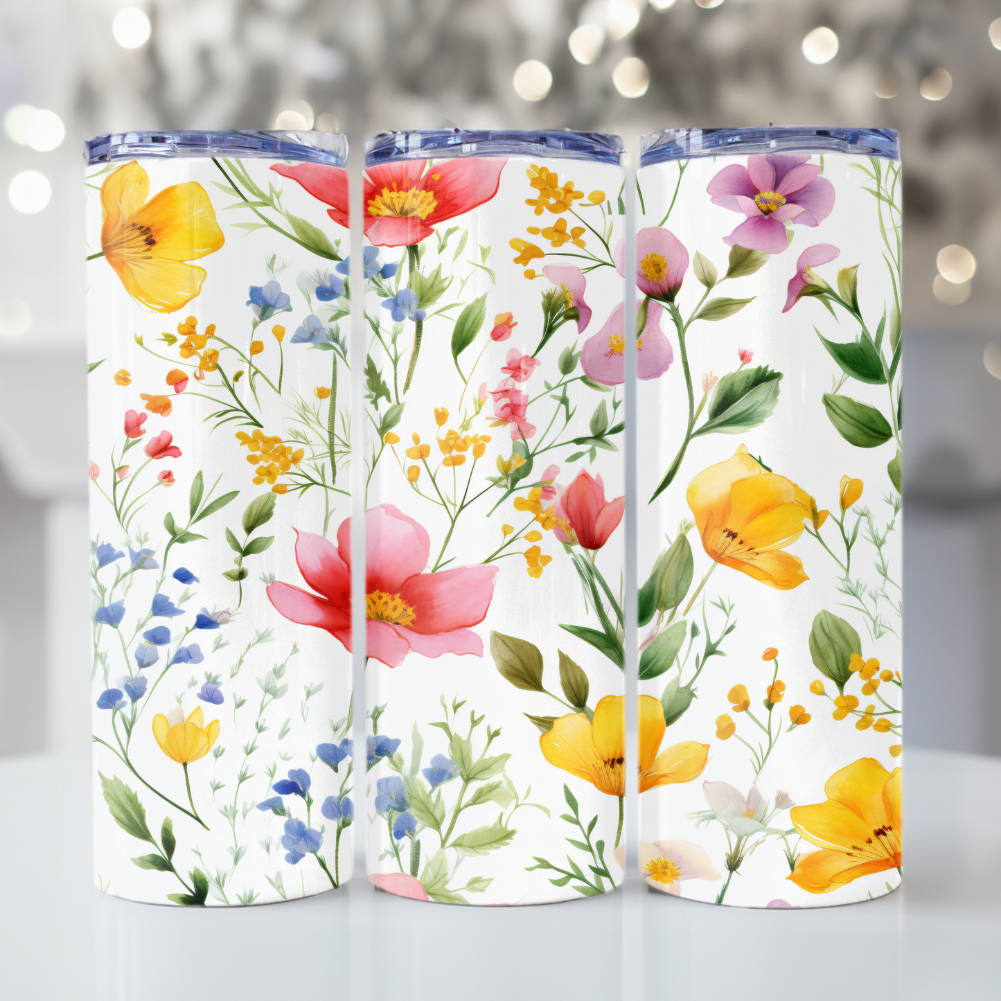 Wildflowers Tumbler Wrap Design 20z Tumbler Digital Download PNG, Customized Tumbler Digital File Sublimation Tumbler Wrap Floral PNG