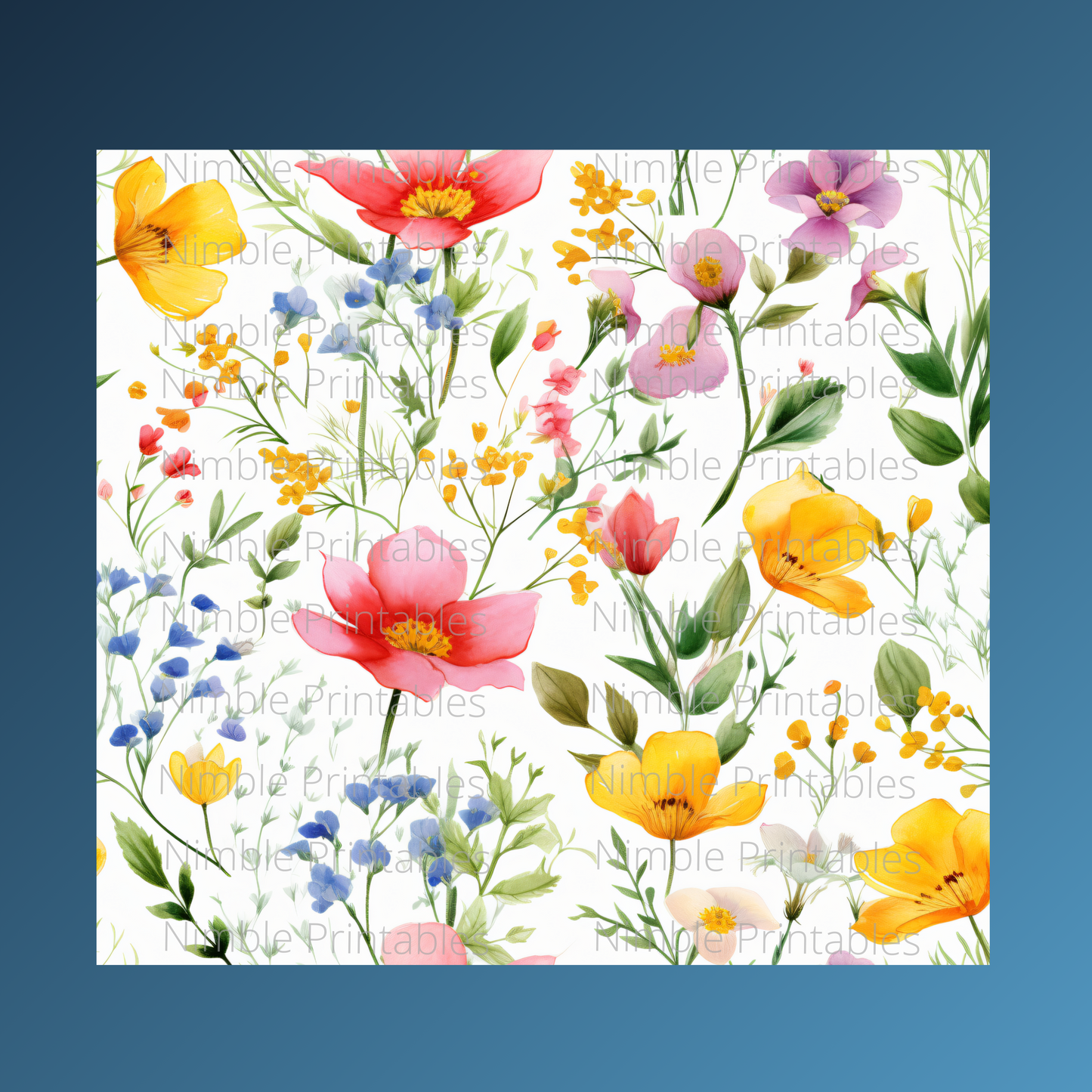 Wildflowers Tumbler Wrap Design 20z Tumbler Digital Download PNG, Customized Tumbler Digital File Sublimation Tumbler Wrap Floral PNG