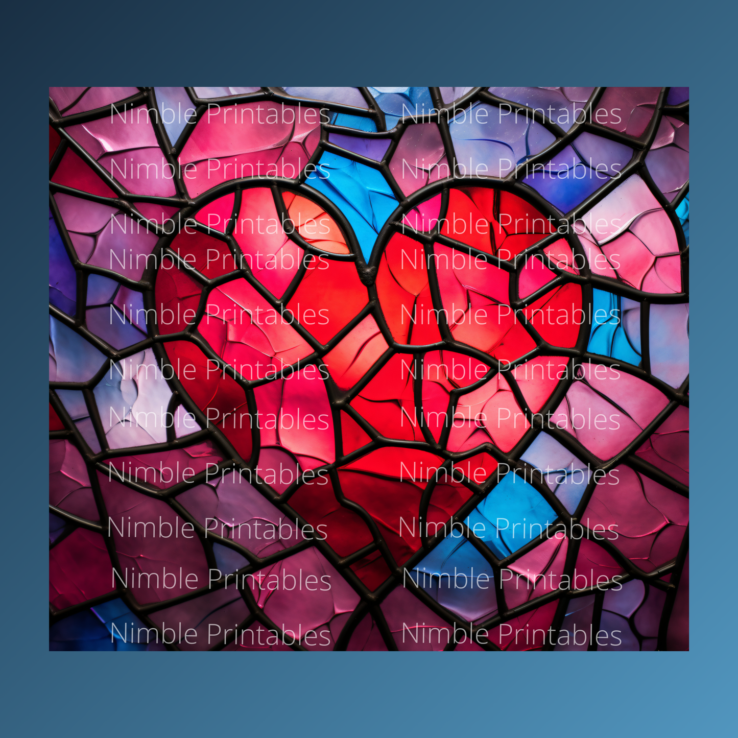 Heart Stained Glass Tumbler Wrap Design 20z Tumbler Digital Download PNG, Digital File sublimation Tumbler Wrap Love PNG, Hearts PNG