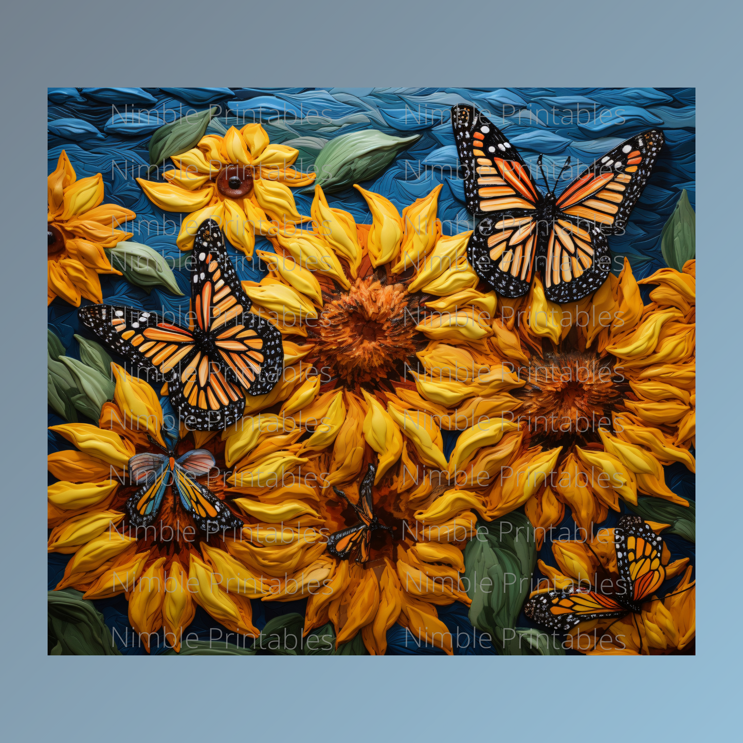 Sunflower Tumbler Wrap Sublimation Design 20oz Skinny Tumbler Digital Download PNG Sunflower PNG Butterflies PNG