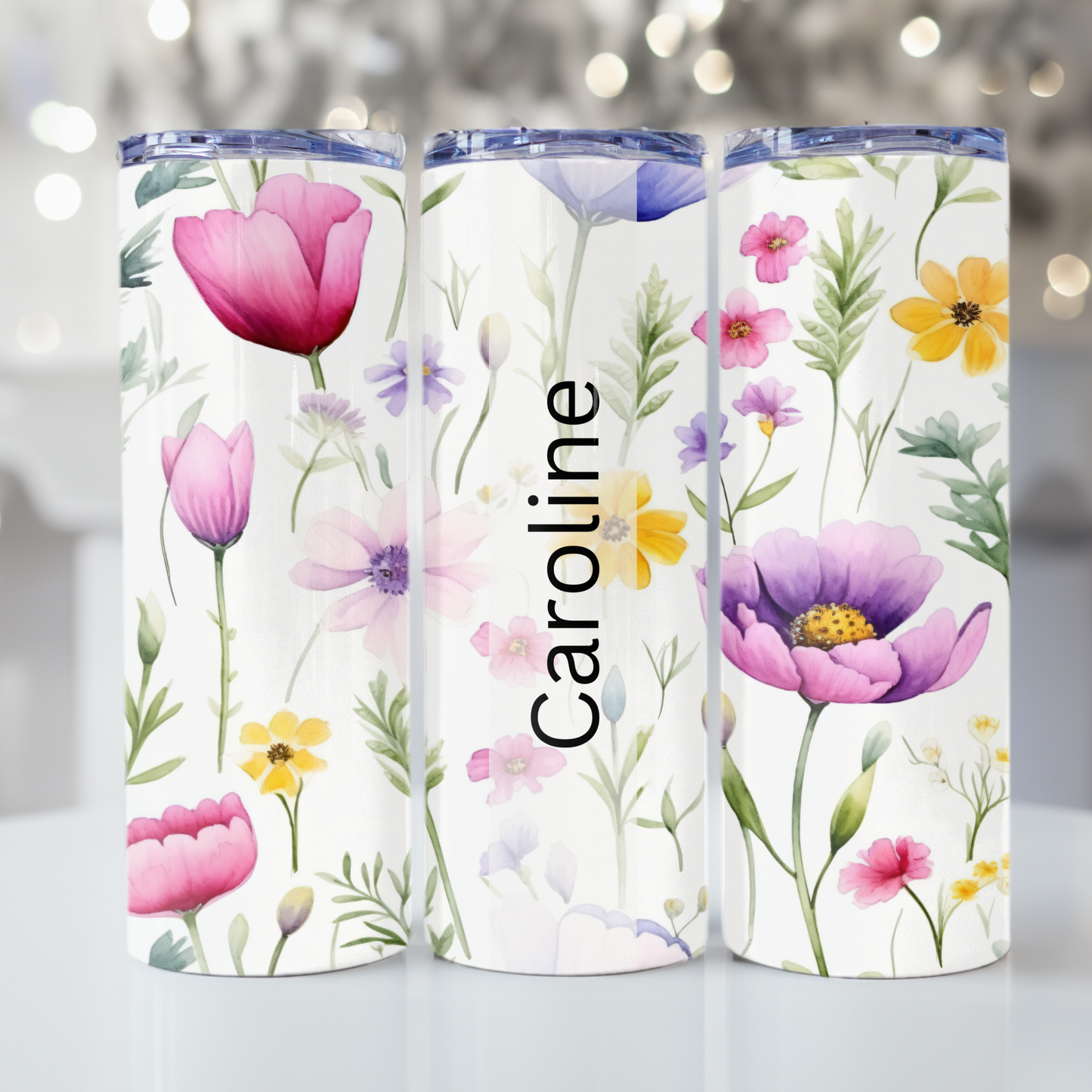 Wildflowers Tumbler Wrap Design 20z Tumbler Digital Download PNG, Customized Sublimation Tumbler Digital File Floral PNG