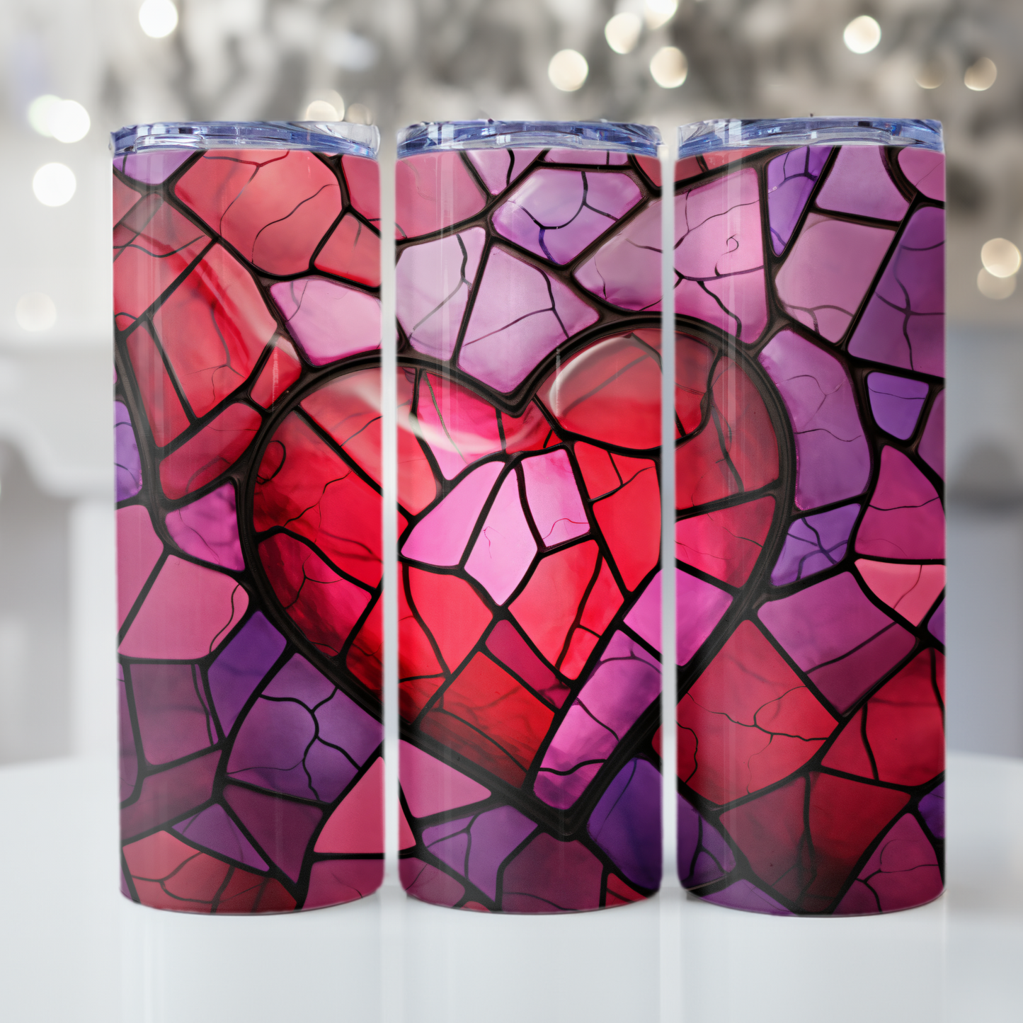 Heart Stained Glass Tumbler Wrap Design 20z Tumbler Digital Download PNG, Digital File sublimation Tumbler Wrap Love PNG, Hearts PNG