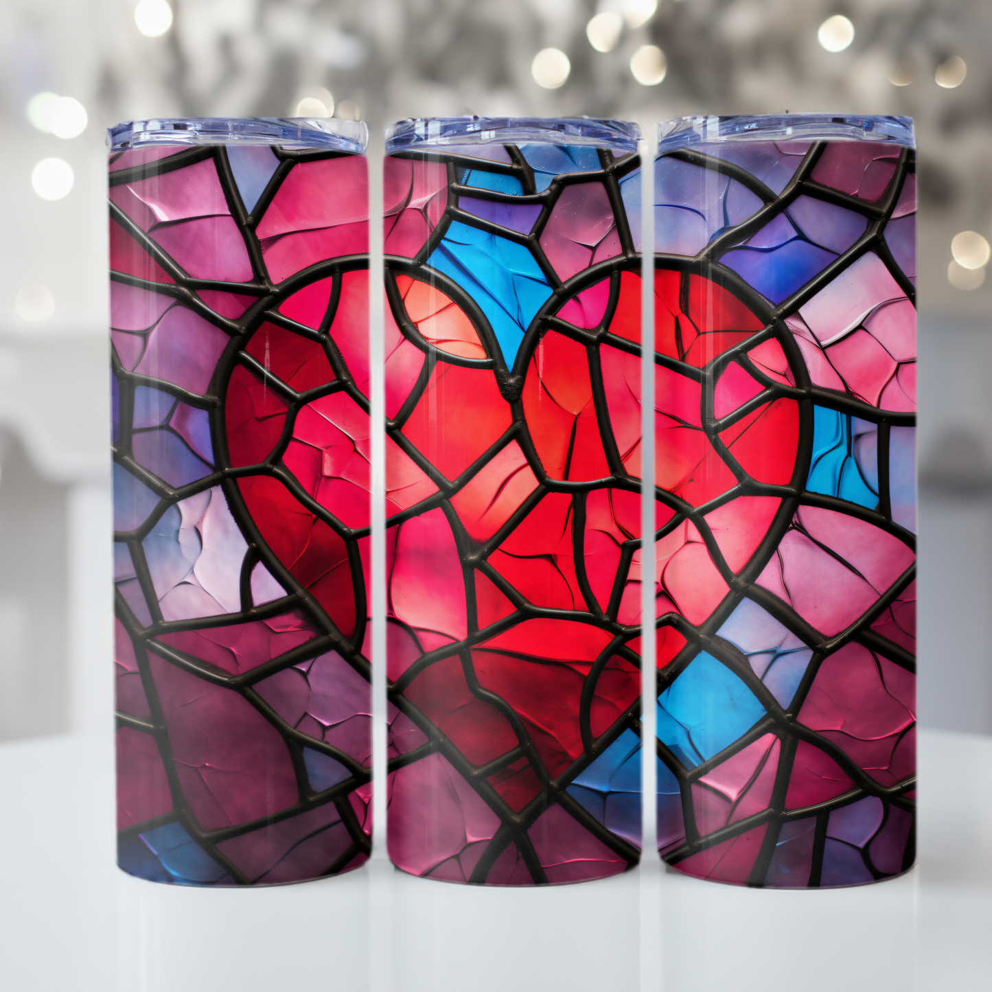 Heart Stained Glass Tumbler Wrap Design 20z Tumbler Digital Download PNG, Digital File sublimation Tumbler Wrap Love PNG, Hearts PNG