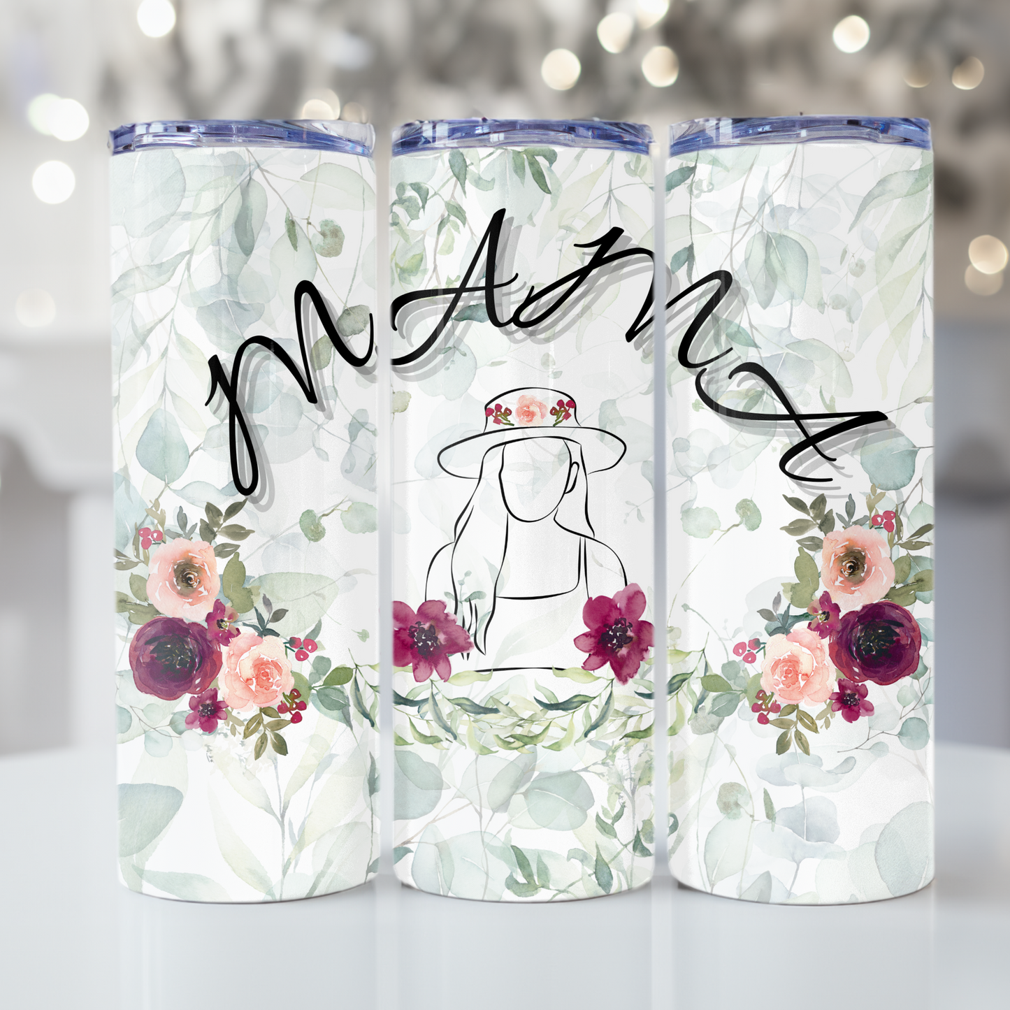 Mama Tumbler Wrap Design 20z Tumbler Digital Download PNG Digital File Sublimation Mom Tumbler Wrap Mama PNG Floral PNG
