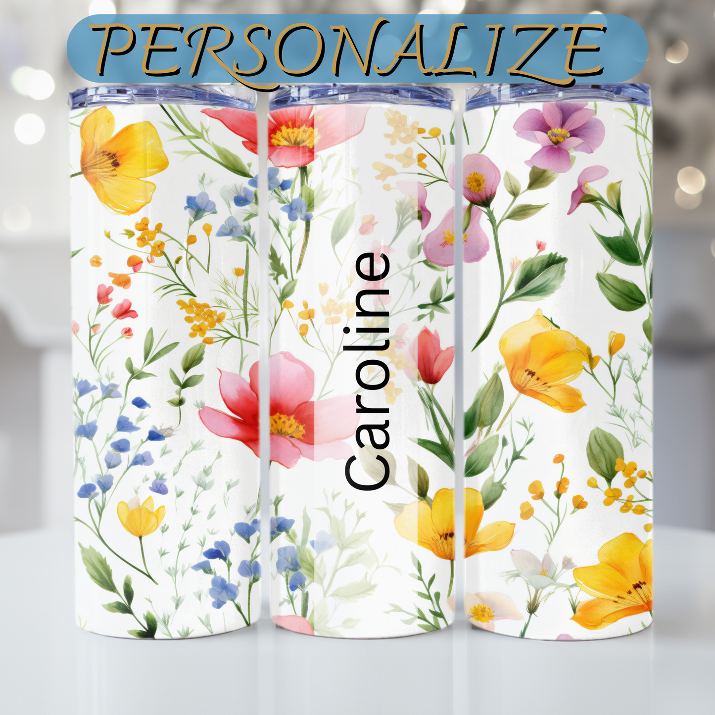 Wildflowers Tumbler Wrap Design 20z Tumbler Digital Download PNG, Customized Tumbler Digital File Sublimation Tumbler Wrap Floral PNG