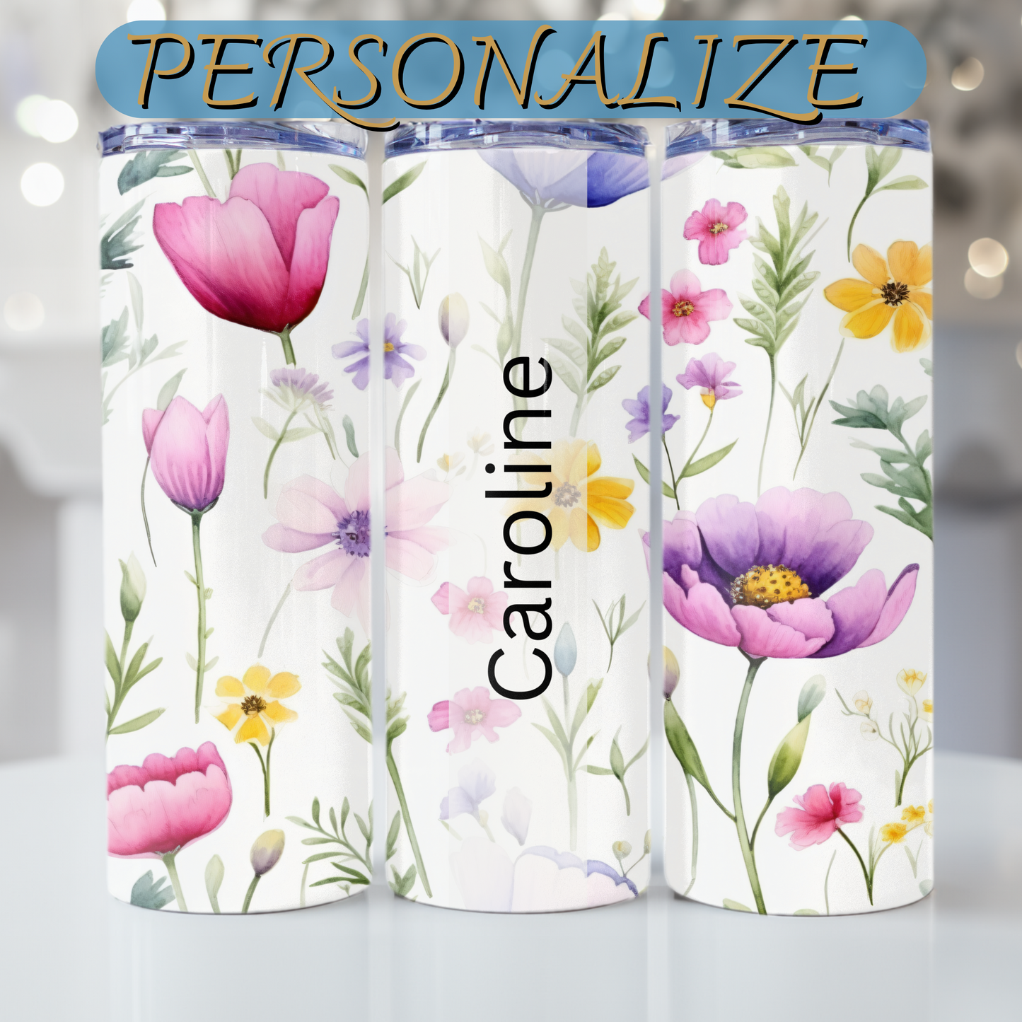 Wildflowers Tumbler Wrap Design 20z Tumbler Digital Download PNG, Customized Sublimation Tumbler Digital File Floral PNG