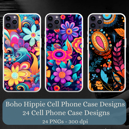 Boho Hippie Floral Sublimation Phone Case PNG, Phone Case Design, Digital Download, Floral PNG, Hippie PNG, Groovy png, Trendy png