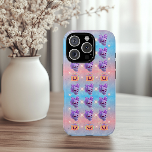 Pastel Iridescent Skull iPhone Case Cute Halloween Phone Cover Tough Cases Alternative Phone Case Gift for Her Goth Phone Case