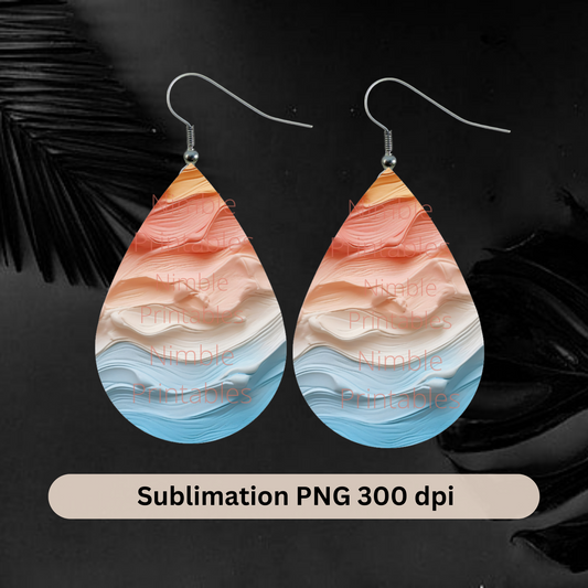 Teardrop Earring PNG Earrings Beach Teardrop Earring PNG Sublimation Earring Designs Digital Download Instant Download Beach PNG
