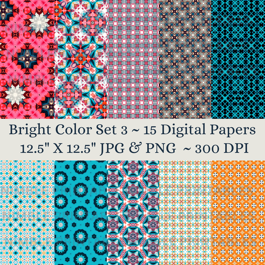 Bright Color Pallet Digital Paper Pack Seamless Pattern Scrapbook Paper Vibrant Background, Digital Download, Digital Paper Pattern