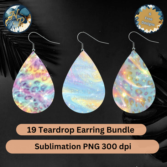 Teardrop Earring PNG Sublimation Instant Download Designs Digital Iridescent Sparkle Leopard Print Glitter PNG Animal Print Jewelry
