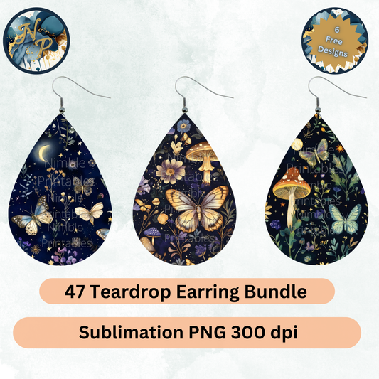 Teardrop Earring PNG Earrings Cottage Core Butterfly Sublimation Earring Designs Digital Download Instant Download Butterfly PNG