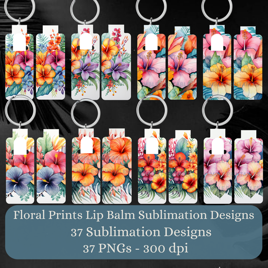 Boho Tropical Skinny Lip Balm Holder PNG Chapstick holder PNG Key Ring Tag Fob Digital Downloads, Instant Download, Sublimation Bundle