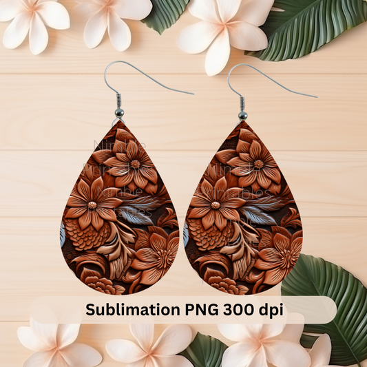 Teardrop Earring PNG Western PNG Sublimation Earring Designs Digital Download Instant Download Printable png Floral png