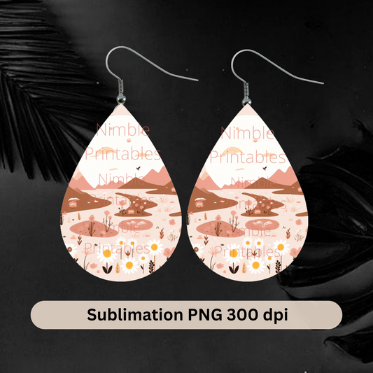 Teardrop Earring PNG Boho Earrings Sublimation Earring Designs Digital Download Instant Download