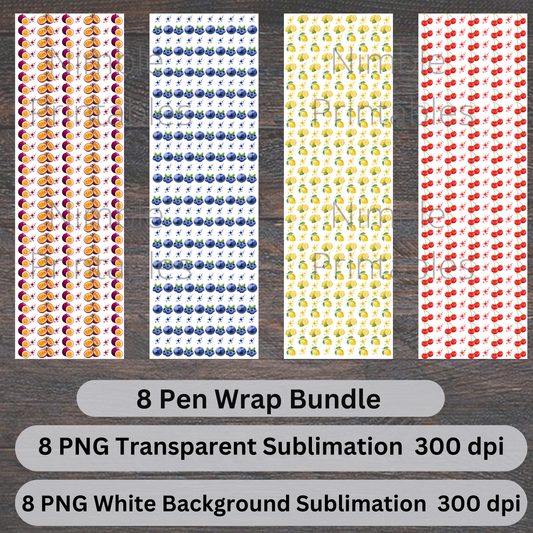 Fruit Pen Wraps Bundle PNG , Pen Wrap PNG, Lemon PNG, Passion Fruit png, Transparent Background, Digital Downloads, Instant Download