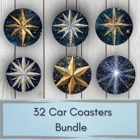 Celestial Star Car Coaster PNG, North Star PNG, Instant Downloads Sublimation Bundle Design Car Accessories