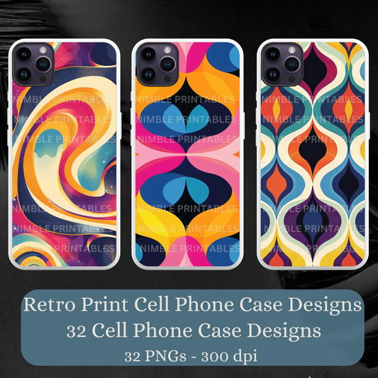 Retro Print Phone Case Sublimation, Phone Case PNG, Phone Case Design, Digital Download, Groovy PNG, Trendy PNG, Template for Custom Cases