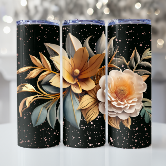 3D Floral Tumbler Wrap 20z Skinny Tumbler Sublimation Design Digital Download PNG, Colorful Tumbler Wrap, Floral Print
