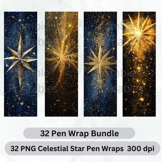 Pen Wraps Listing - Celestial Star PNG Pen Wrap PNG, Ink Joy Pen Wraps, Waterslide Pen Wrap PNG,  Digital Downloads, Instant Download