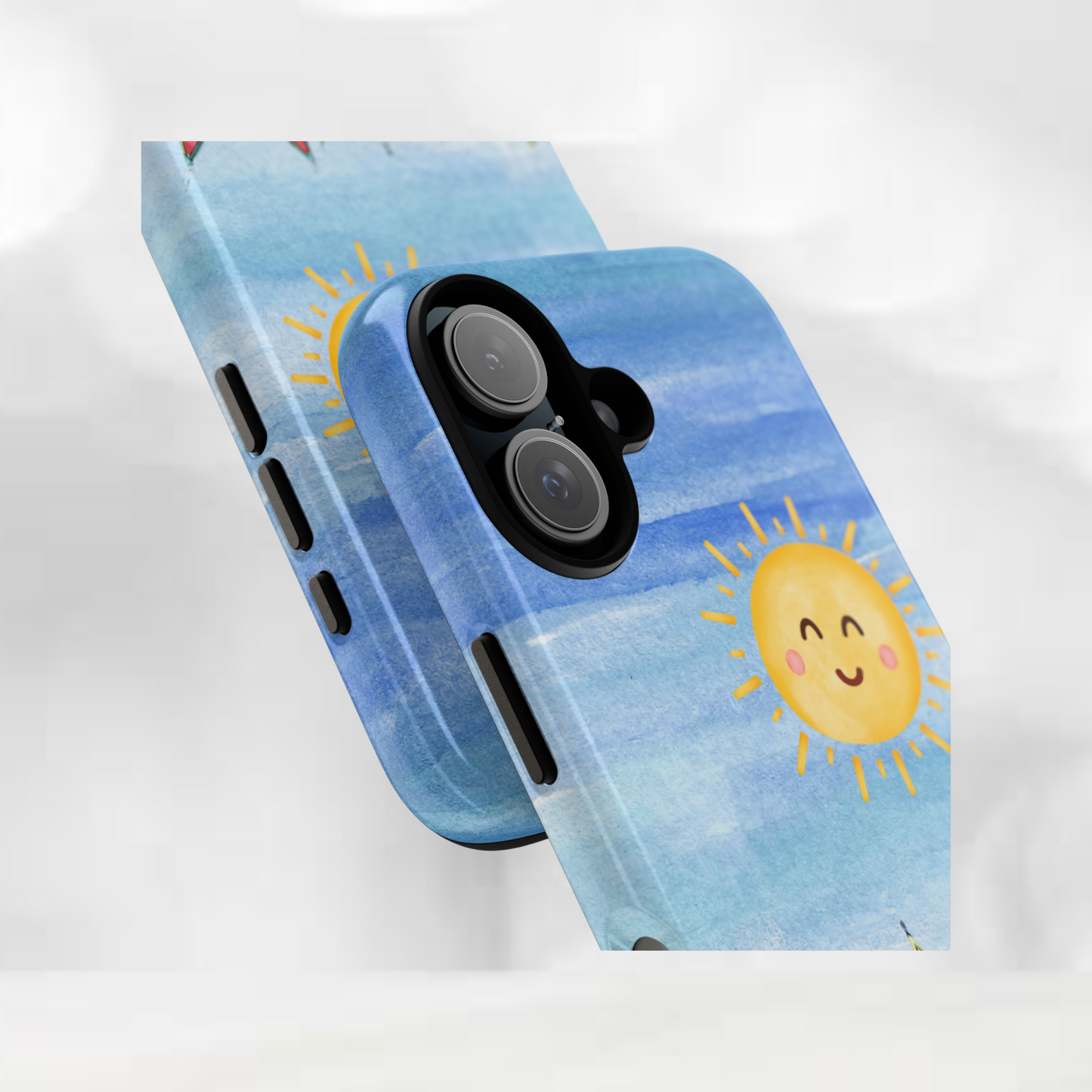 Colorful Whimsical Cat Phone Case - Tough Cases for Pet Lovers & Summer Vibes