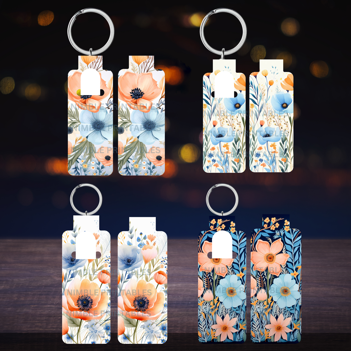 Wildflower Skinny Lip Balm Sublimation Bundle Skinny Lip Balm Holder PNG Key Ring Tag Fob Digital Downloads, Instant Download